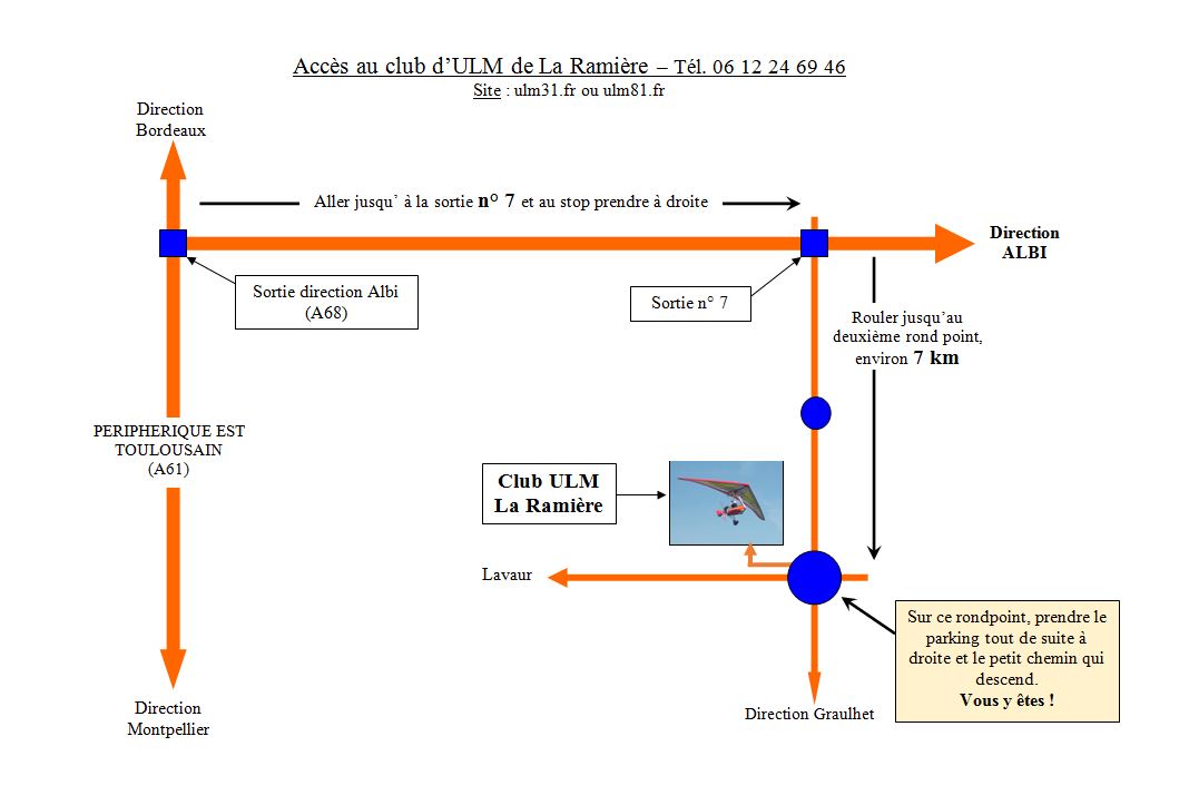 Acces au club ulm de la ramiere toulouse tarn